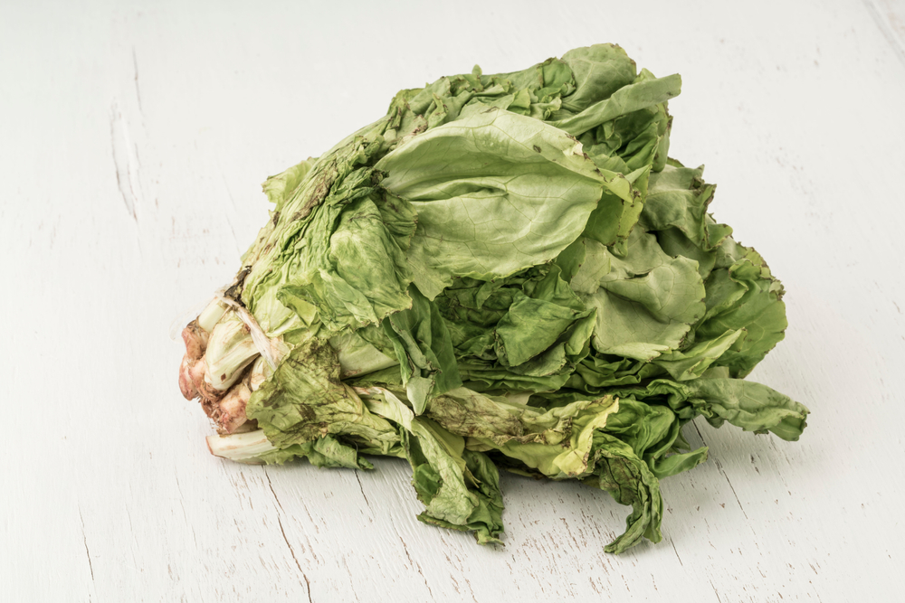 Unhealthy,Bunch,Of,Lettuce,Getting,Rotten,On,A,Wooden,Table