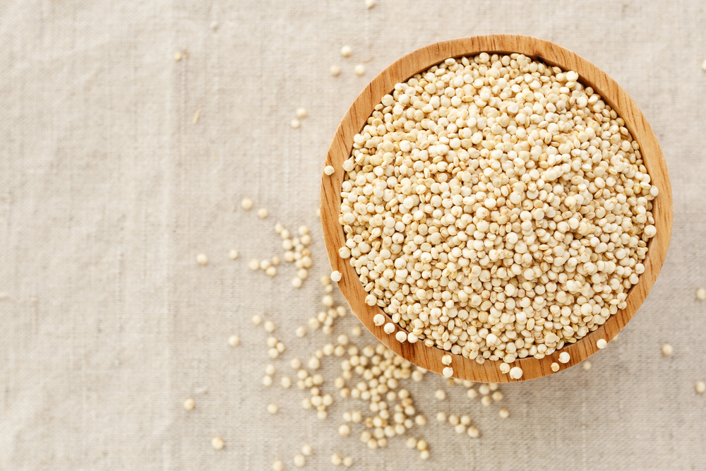 Quinoa,In,Bowl,From,Top,View,Background,With,Space