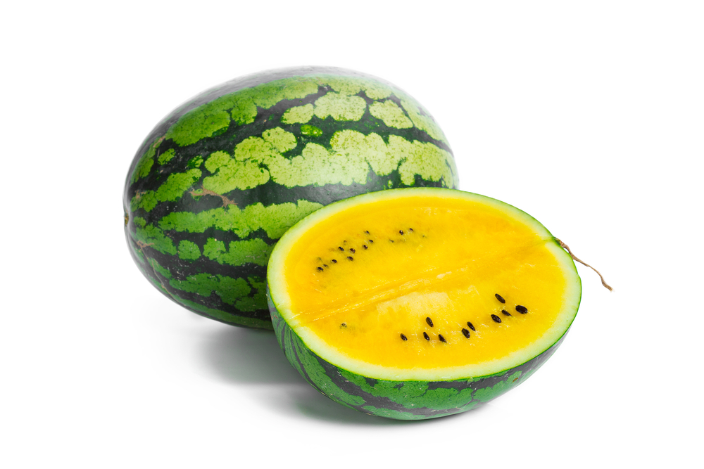 Yellow,Watermelon,On,White,Background