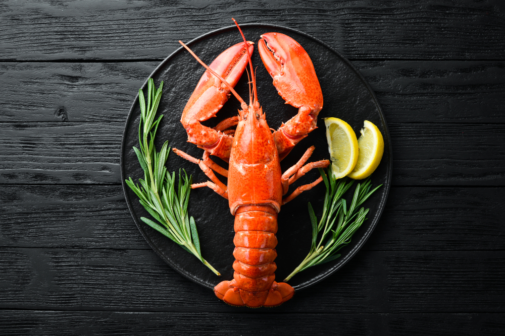 Lobster,With,Spices,On,A,Dark,Background.,Top,View.,Free