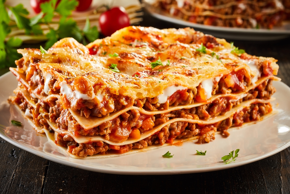 Portion,Of,Succulent,Ground,Beef,Lasagne,Topped,With,Melted,Cheese