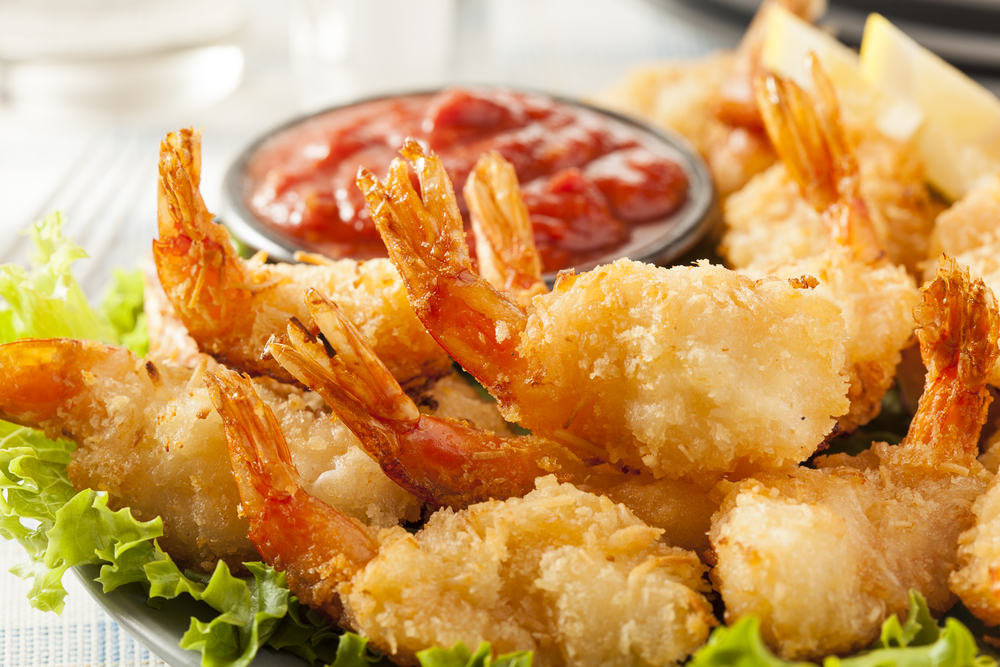 Fried,Organic,Coconut,Shrimp,With,Cocktail,Sauce