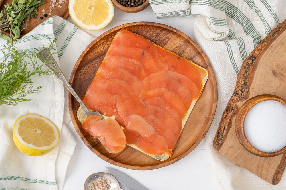 Salmon,Lox.,Traditional,Smoked,And,Brined,Fish,Served,In,A