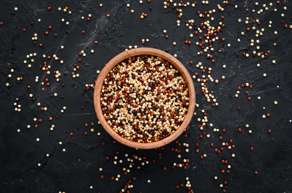Set,Of,Quinoa,Red,,White,And,Brown,Quinoa.,On,A