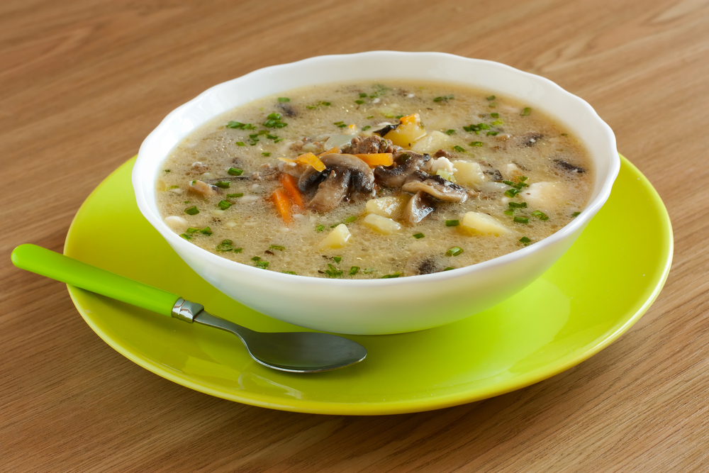soup with mushrooms and  vegetables