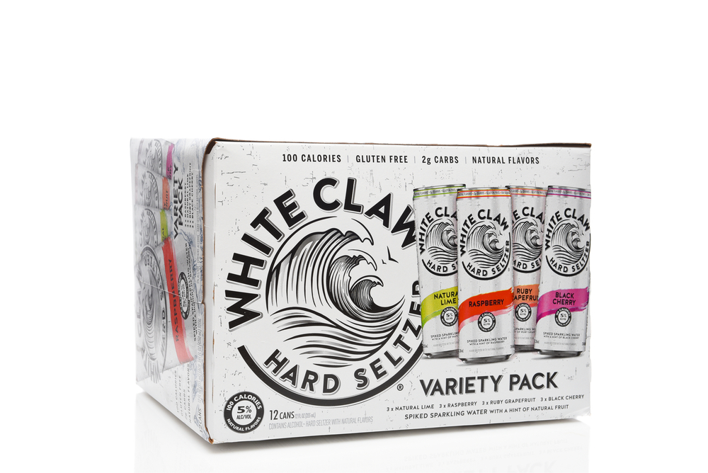 IRVINE, CALIFORNIA – 03 DEC 2019: A 12 can pack of White Claw Ha
