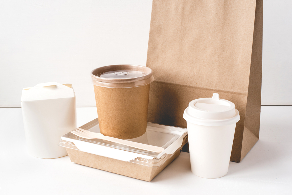 Various packaging for food delivery.