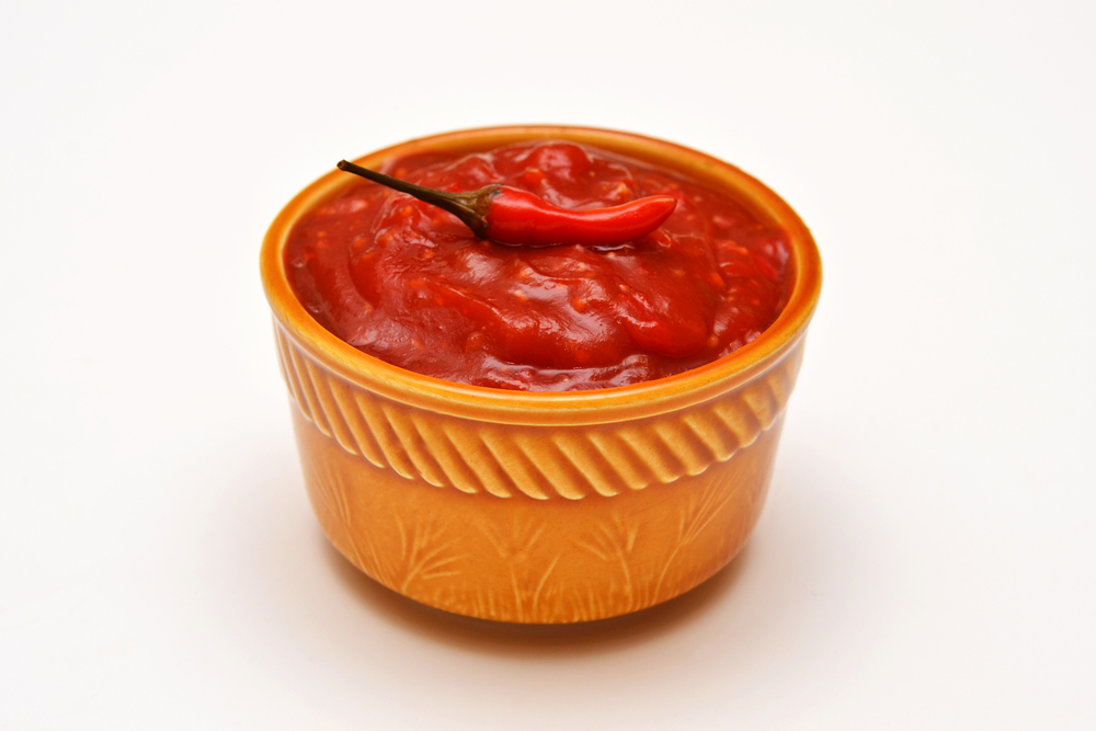 salsa sauce in bowl object isolated on white background