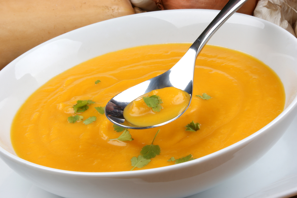 organic and healthy butternut squash creme soup